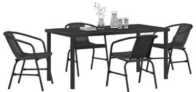 Conjunto de Jantar de Jardim 5 Peças Preto Vime Polimérico