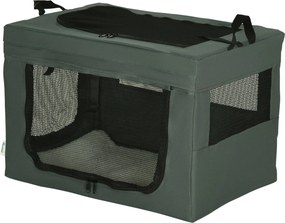 Saco de transporte dobrável para animais de estimação com alça em tecido de malha, 60 x 42 x 42 cm, cinzento-preto
