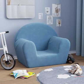 vidaXL Sofá infantil pelúcia macia azul