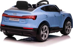 Carro elétrico para crianças Audi E-tron Sportback 12V, comando remoto 2,4 GHz, entrada USB/AUX, suspensão, bateria de lítio, luzes LED, 2 motores de