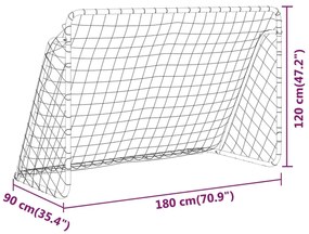 Baliza de futebol com rede 180x90x120 cm aço branco