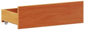 Cama sem colchão com cabeceira pinho maciço castanho-mel