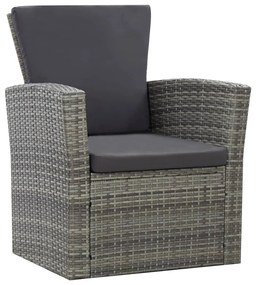 4 pcs conjunto lounge de jardim c/ almofadões vime PE cinzento