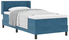 Cama Box Spring vidaXL com Colchão Azul Escuro 100x200 cm Veludo