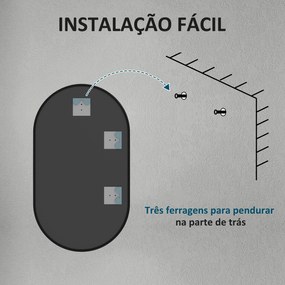 Espelho Casa de Banho Ovalado 40x70 cm Espelho Decorativo de Parede co