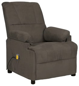 Cadeira massagens reclinável camurça artificial cinzento-escuro
