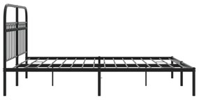 Estrutura de cama em metal com cabeceira 150x200 cm preto