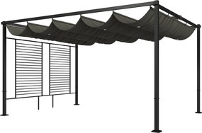 Outsunny Pérgola de Jardim 4x3 m com Teto Retrátil e 2 Painéis de Privacidade UPF50+ Pérgola para Exterior Cinzento | Aosom Portugal