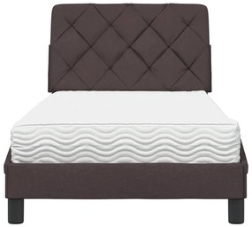 Cama com colchão 90x190 cm tecido castanho-escuro