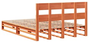 Cama sem colchão 140x190 cm pinho maciço castanho-mel