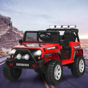 Carro elétrico 12V para crianças com controlo remoto, 3 velocidades, suspensão, música e buzina, para 3 a 7 anos, Vermelho