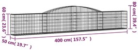 Cesto gabião arqueado 400x50x60/80 cm ferro galvanizado