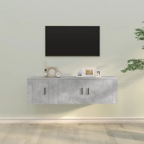2 pcs Conjunto móveis de TV derivados de madeira cinza cimento