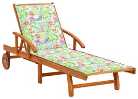 vidaXL Espreguiçadeira de jardim com almofadão madeira acácia maciça