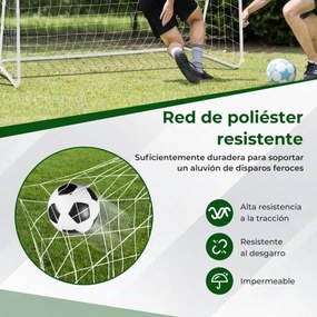 Baliza de futebol para crianças 215 x 152 x 76 cm com Rede de futebol para futebol ao ar livre para crianças branca