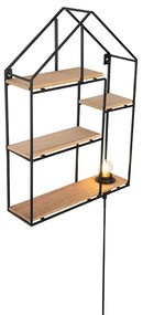 Aplique industrial preto madeira 49cm - HISO Industrial