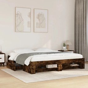 vidaXL Estrutura de cama sem colchão 180x200 cm carvalho fumado