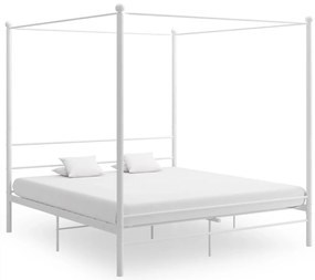 Estrutura de cama com dossel 180x200 cm metal branco