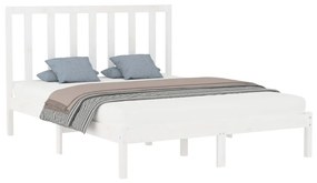 Estrutura de cama 140x200 cm madeira maciça branco