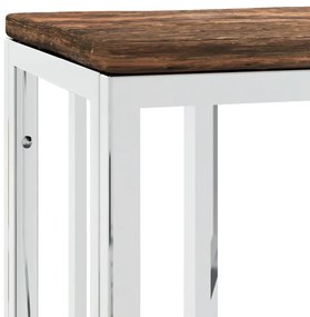 Mesa consola aço inoxidável/madeira recuperada maciça prateado