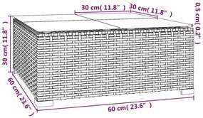 3 pcs conjunto lounge de jardim c/ almofadões vime PE cinzento