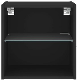 Mesa de cabeceira de parede com luzes LED preto