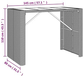 5 pcs conjunto de bar p/ jardim c/ almofadões vime PE castanho