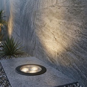 Foco de chão moderno preto 3 luzes IP65 - Tribus