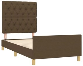 Estrutura de cama sem colchão 80x200 cm tecido castanho-escuro