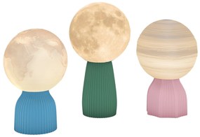 Conjunto de 3 Candeeiros de Mesa de Cabeceira 3D Candeeiros de Mesa com 3 Cores Brilho Ajustável em 10 Níveis Conexão USB Branco