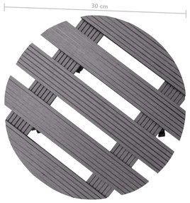 Carrinhos para vasos 4 pcs Ø30x7,5 cm WPC cinzento
