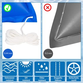 Conjunto de 6 almofadas para apoiar a cobertura da piscina 120x120cm -20°C azuis