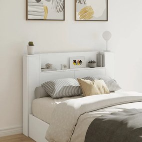 vidaXL Armário de cabeceira com luzes LED 140x16,5x103,5 cm branco
