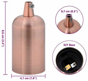 Casquilhos de lâmpadas 2 pcs Bronze vermelho E27
