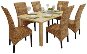 274201 vidaXL Cadeiras de jantar 6 pcs abacá e madeira de mangueira maciça