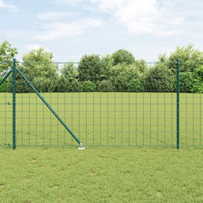 Cerca Euro com 7 Postes de Ponta 1.4x10 m Aço Galvanizado Verde