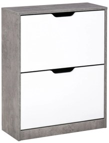 HOMCOM Sapateira Moderna com 2 Prateleiras Abatíveis para 8 Pares de Sapatos Sapateira Estreita 62,5x26x81 cm Cinza