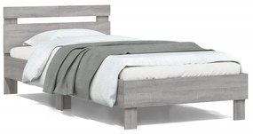 vidaXL Estrutura de cama c/ cabeceira derivados madeira cinza sonoma