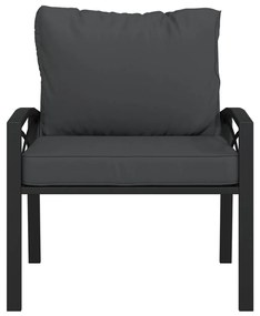 Cadeiras de jardim c/ almofadões cinzentos 2pcs 68x76x79 cm aço