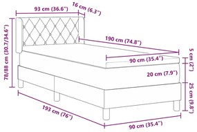 Cama Box Spring vidaXL com Colchão Rosa 90x190 cm Veludo