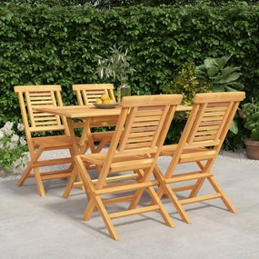 5 pcs conjunto de jantar p/ jardim madeira de teca maciça