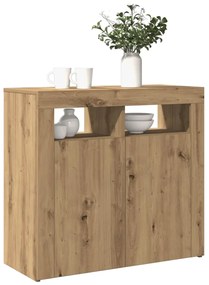 Aparador com LED 80x35x75 cm deriv. madeira carvalho artisiano