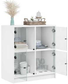Armário de apoio c/ portas de vidro 68x37x75,5 cm branco