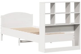 Cama com estante sem colchão 90x200 cm pinho maciço branco