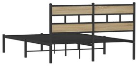 Estrutura de cama sem colchão 140x190 cm metal carvalho sonoma
