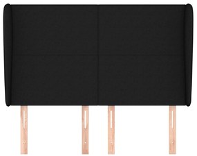 Cabeceira de cama c/ abas tecido 147x23x118/128 cm preto