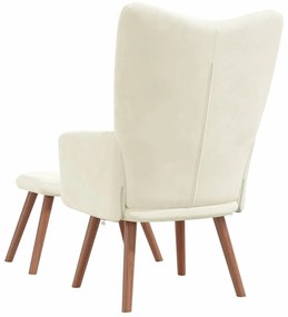 Cadeira de descanso com banco veludo branco nata