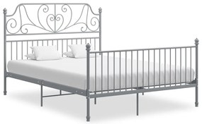 Estrutura de cama metal 160x200 cm cinzento