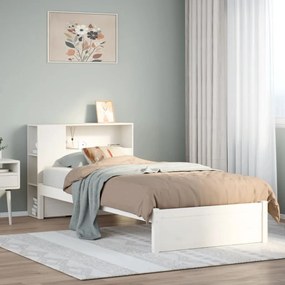 Cama com estante sem colchão 100x200 cm pinho maciço branco