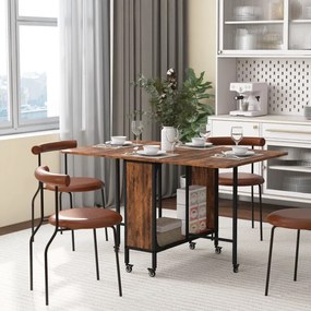 Mesa de cozinha dobrável e extensível para sala de jantar 130 x 80 x 74 cm (CADEIRAS NÃO INCLUIDAS), com Rodas, para até 6 pessoas, prateleira integra